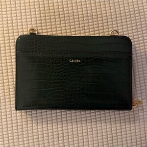 Calpak Dark Green Crocodile Travel Wallet